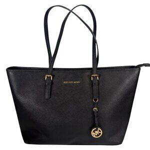 Michael Kors Jet Set Travel Saffiano Leather Top-Zip Tote Bag with Dust Cover